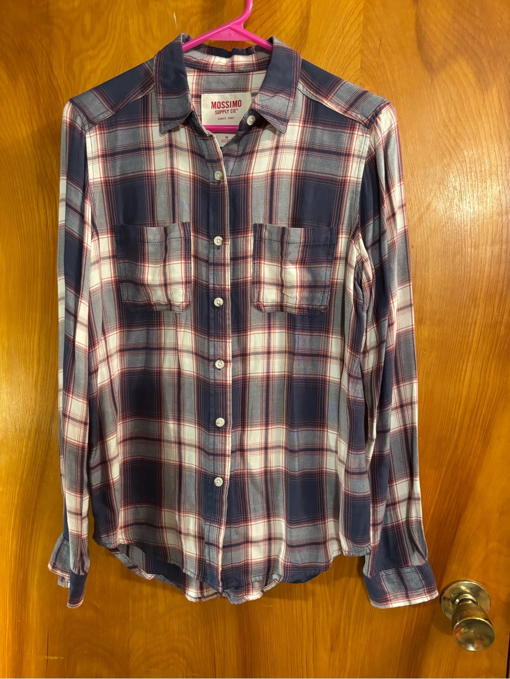 Mossimo Plaid Button-Up Shirt - Navy, White & Red